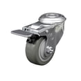 thumbnail image 1 of 3 Inch SS Gray Polyurethane Wheel Swivel Bolt Hole Caster with Total Lock Brake, 1 of 2
