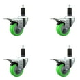 thumbnail image 1 of 3 Inch SS Green Poly Swivel 1-1/4 Inch Expanding Stem Caster Set Brake, 1 of 2