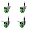 thumbnail image 1 of 3 Inch SS Green Poly Swivel 1-1/8 Inch Expanding Stem Caster Set Brake, 1 of 2