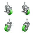 thumbnail image 1 of 3 Inch SS Green Polyurethane Swivel 10mm Threaded Stem Caster Set 2 Brake SCC, 1 of 2