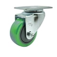 thumbnail image 1 of 3 Inch SS Green Polyurethane Wheel Swivel Top Plate Caster Service Caster Brand, 1 of 2