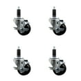 thumbnail image 1 of 3 Inch SS Hard Rubber Swivel 1-1/8 Inch Expanding Stem Caster Set with Brake SCC, 1 of 2