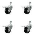 thumbnail image 1 of 3 Inch SS Hard Rubber Swivel ½ Inch Threaded Stem Caster Set Total Lock Brake, 1 of 2