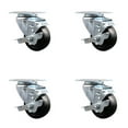 thumbnail image 1 of 3 Inch SS Hard Rubber Wheel Swivel Top Plate Caster Set with Brake SCC, 1 of 2