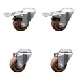 thumbnail image 1 of 3 Inch SS High Temp Glass Filled Nylon Bolt Hole Caster Set with 2 Lock Brakes, 1 of 2
