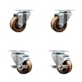 thumbnail image 1 of 3 Inch SS High Temp Phenolic Swivel Top Plate Caster Set with 2 Brakes SCC, 1 of 2