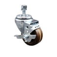 thumbnail image 1 of 3 Inch SS High Temp Phenolic Wheel Swivel ½ Inch Threaded Stem Caster with Brake, 1 of 2