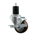 thumbnail image 1 of 3 Inch SS Maroon Poly Swivel 1-3/4 Inch Expanding Stem Caster with Brake SCC, 1 of 2