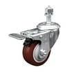 thumbnail image 1 of 3 Inch SS Maroon Polyurethane ½ Inch Threaded Stem Caster with Total Lock Brake, 1 of 2