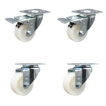 3 Inch SS Nylon Wheel Swivel Top Plate Caster Set 2 Total Lock Brakes SCC
