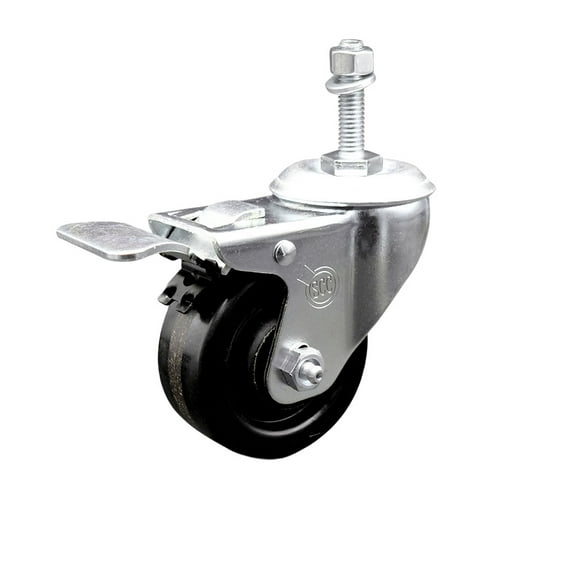 3 Inch SS Phenolic 10mm Threaded Stem Caster with Total Lock Brake SCC