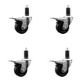 thumbnail image 1 of 3 Inch SS Phenolic Swivel 1-1/4 Inch Expanding Stem Caster Set Total Lock Brake, 1 of 2