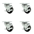 thumbnail image 1 of 3 Inch SS Phenolic Swivel Top Plate Caster Set with Brake Service Caster Brand, 1 of 2