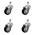 thumbnail image 1 of 3 Inch Black Polyurethane Wheel Swivel ½ Inch Threaded Stem Caster Set SCC, 1 of 2