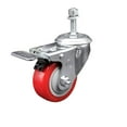 thumbnail image 1 of 3 Inch SS Red Polyurethane 10mm Threaded Stem Caster with Total Lock Brake, 1 of 2