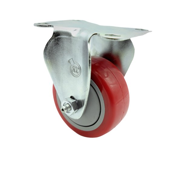 3 Inch SS Red Polyurethane Wheel Rigid Top Plate Caster Service Caster Brand