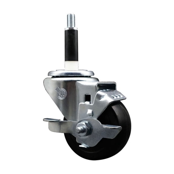 3 Inch Soft Rubber Swivel 7/8 Inch Expanding Stem Caster with Brake SCC