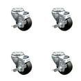 thumbnail image 1 of 3 Inch SS Soft Rubber Wheel Swivel Bolt Hole Caster Set with Brake SCC, 1 of 2