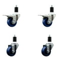 thumbnail image 1 of 3 Inch SS Solid Poly Swivel 1-1/2 Inch Expanding Stem Caster Set 2 Brakes, 1 of 2
