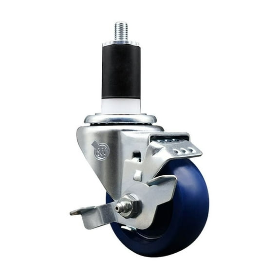 3 Inch SS Solid Poly Swivel 1-1/2 Inch Expanding Stem Caster with Brake SCC
