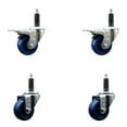 thumbnail image 1 of 3 Inch SS Solid Poly Swivel 1 Inch Expanding Stem Caster Set 2 Total Lock Brakes, 1 of 2