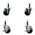 thumbnail image 1 of 3 Inch SS Solid Poly Wheel Swivel 3/4 Inch Expanding Stem Caster Set 2 Brakes, 1 of 2