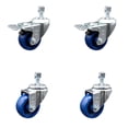 thumbnail image 1 of 3 Inch SS Solid Polyurethane ½ Inch Threaded Stem Caster Set 2 Total Lock Brake, 1 of 2