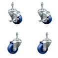 thumbnail image 1 of 3 Inch SS Solid Polyurethane Swivel 10mm Threaded Stem Caster Set 2 Brakes, 1 of 2