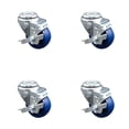 thumbnail image 1 of 3 Inch SS Solid Polyurethane Wheel Swivel Bolt Hole Caster Set with Brake SCC, 1 of 2