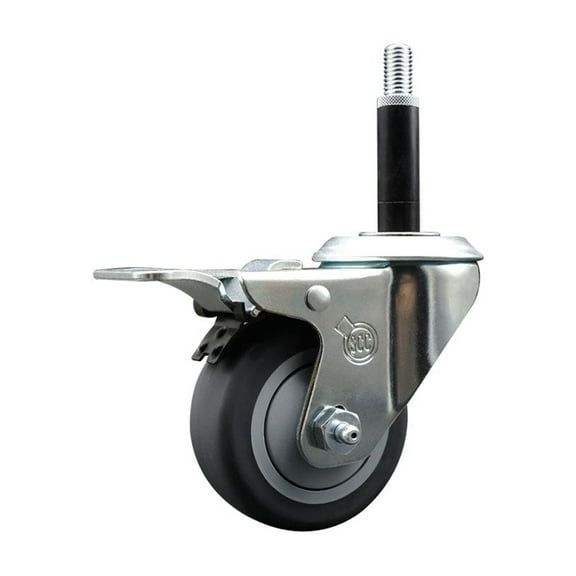 3 Inch SS Thermoplastic Rubber Swivel 3/4 Inch Expanding Stem Caster Brake