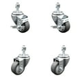 thumbnail image 1 of 3 Inch SS Thermoplastic Rubber Swivel ½ Inch Threaded Stem Caster Set 2 Brakes, 1 of 2