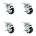 thumbnail image 1 of 3 Inch SS Thermoplastic Rubber Swivel Top Plate Caster Set with Brake SCC, 1 of 2