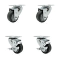 thumbnail image 1 of 3 Inch SS Thermoplastic Rubber Wheel Swivel Top Plate Caster Set with 2 Brakes, 1 of 2