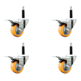 thumbnail image 1 of 3 Inch SS Yellow Poly Swivel 3/4 Inch Expanding Stem Caster Set Total Lock Brake, 1 of 1