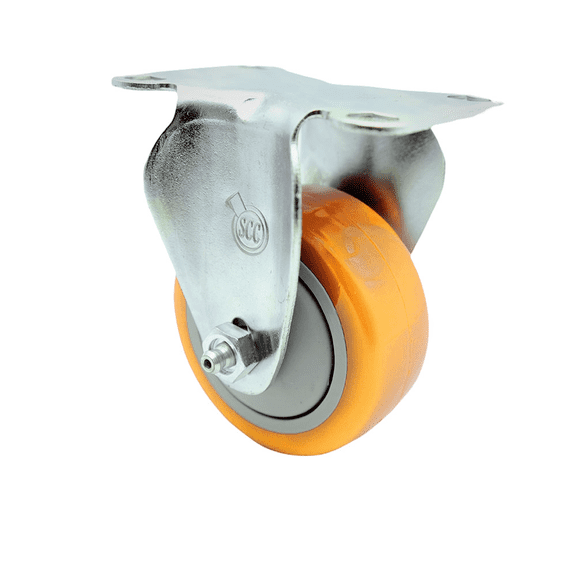 3 Inch SS Yellow Polyurethane Wheel Rigid Top Plate Caster Service Caster Brand