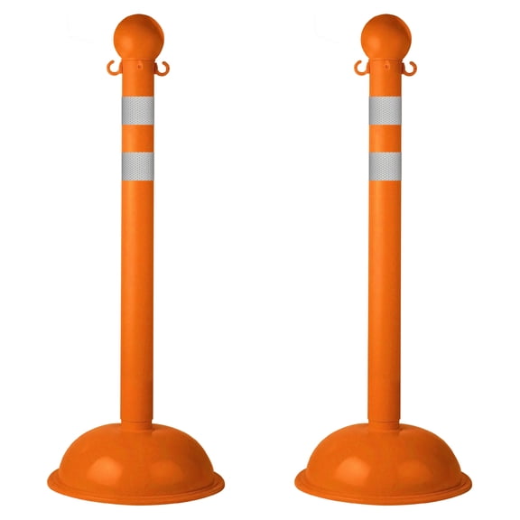 3 Inch Safety Orange Reflective Heavy Duty Stanchion (2 Pk)