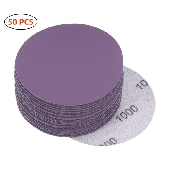 3 Inch Sanding Disc 50Pcs, 100 Grit Sandpaper, Drill Sanding Attachment, Wet Dry Hook and Loop Sandpaper Discs for Random Orbital Sanders, Alumina Sand Paper for Wood, Metal, Automotive