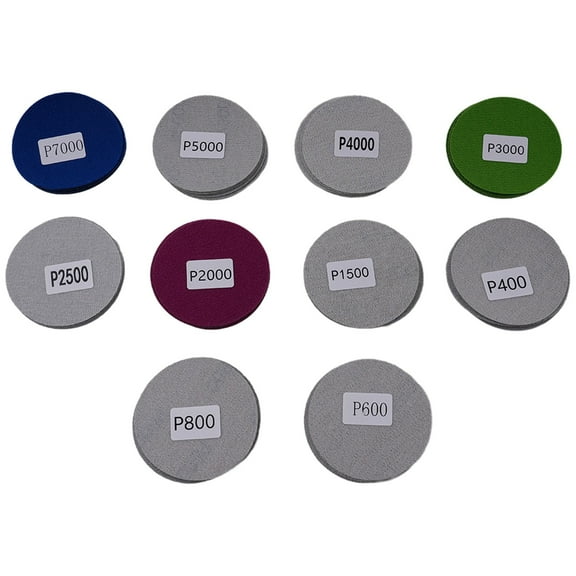 3 Inch Sandpaper Wet Dry Round Abrasive Pads 50Pcs Kit Reliable 400 600 800 1500 2000 2500 3000 4000 5000 7000Grit