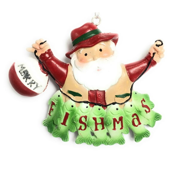 3 Inch Santa Fishing Merry Fishmas Christmas Ornament By Ganz