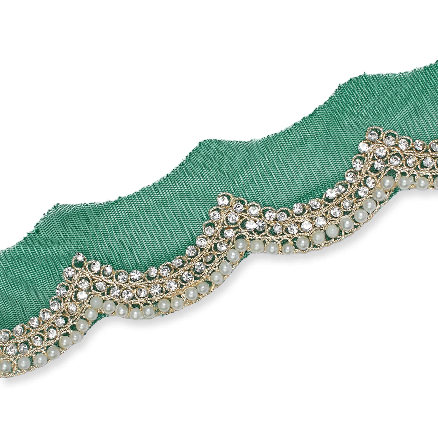 3 Inch Scalloped Regal Rhinestones Beads & Metallic Cording On ...