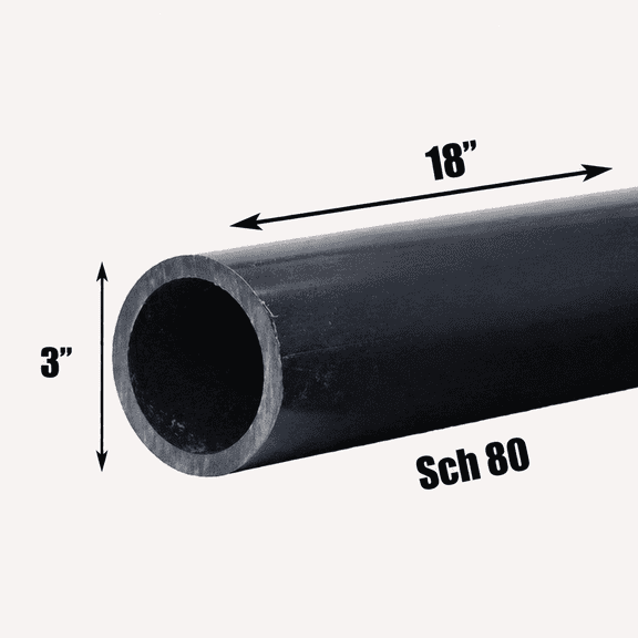 3 Inch Schedule 80 PVC Pipe - Cut to Custom Length (18")