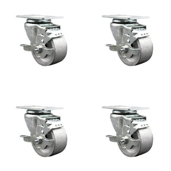 3 Inch Semi Steel Cast Iron Wheel Swivel Top Plate Caster Set with Brake SCC