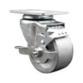 thumbnail image 1 of 3 Inch Semi Steel Cast Iron Wheel Swivel Top Plate Caster with Brake SCC, 1 of 2