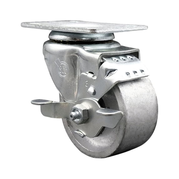 3 Inch Semi Steel Cast Iron Wheel Swivel Top Plate Caster with Brake SCC