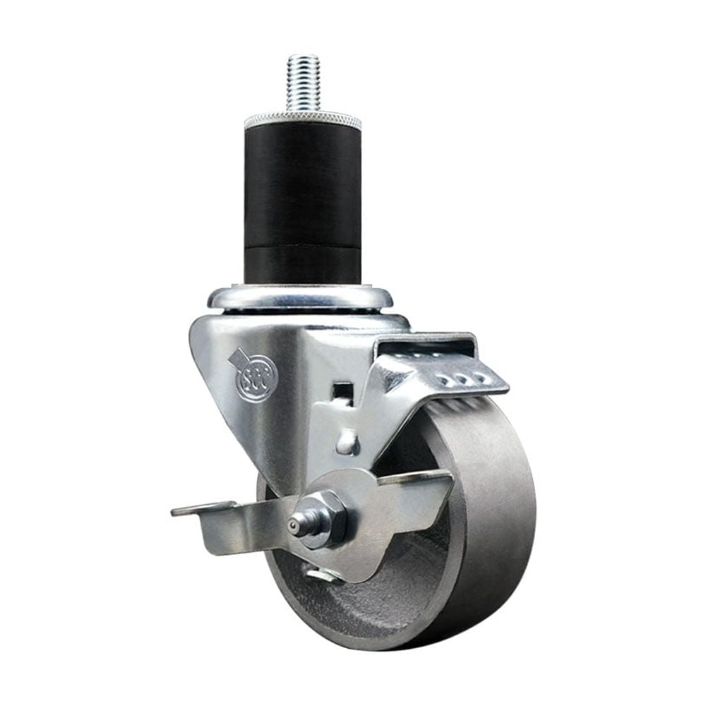 3 Inch Semi Steel Swivel 1-3/4 Inch Expanding Stem Caster with Brake ...