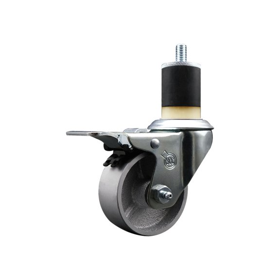 3 Inch Semi Steel Swivel 1-7/8 Inch Expanding Stem Caster Total Lock Brake SCC