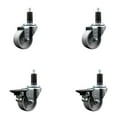 thumbnail image 1 of 3 Inch Semi Steel Wheel Swivel 1-1/4 Inch Expanding Stem Caster Set 2 Brakes SCC, 1 of 2