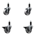 thumbnail image 1 of 3 Inch Semi Steel Wheel Swivel 1-1/8 Inch Expanding Stem Caster Set 2 Brakes SCC, 1 of 2