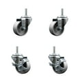 thumbnail image 1 of 3 Inch Semi Steel Wheel Swivel 3/4 Inch Threaded Stem Caster Set 2 Brakes SCC, 1 of 2