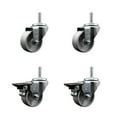 thumbnail image 1 of 3 Inch Semi Steel Wheel Swivel 5/8 Inch Threaded Stem Caster Set 2 Brakes SCC, 1 of 2